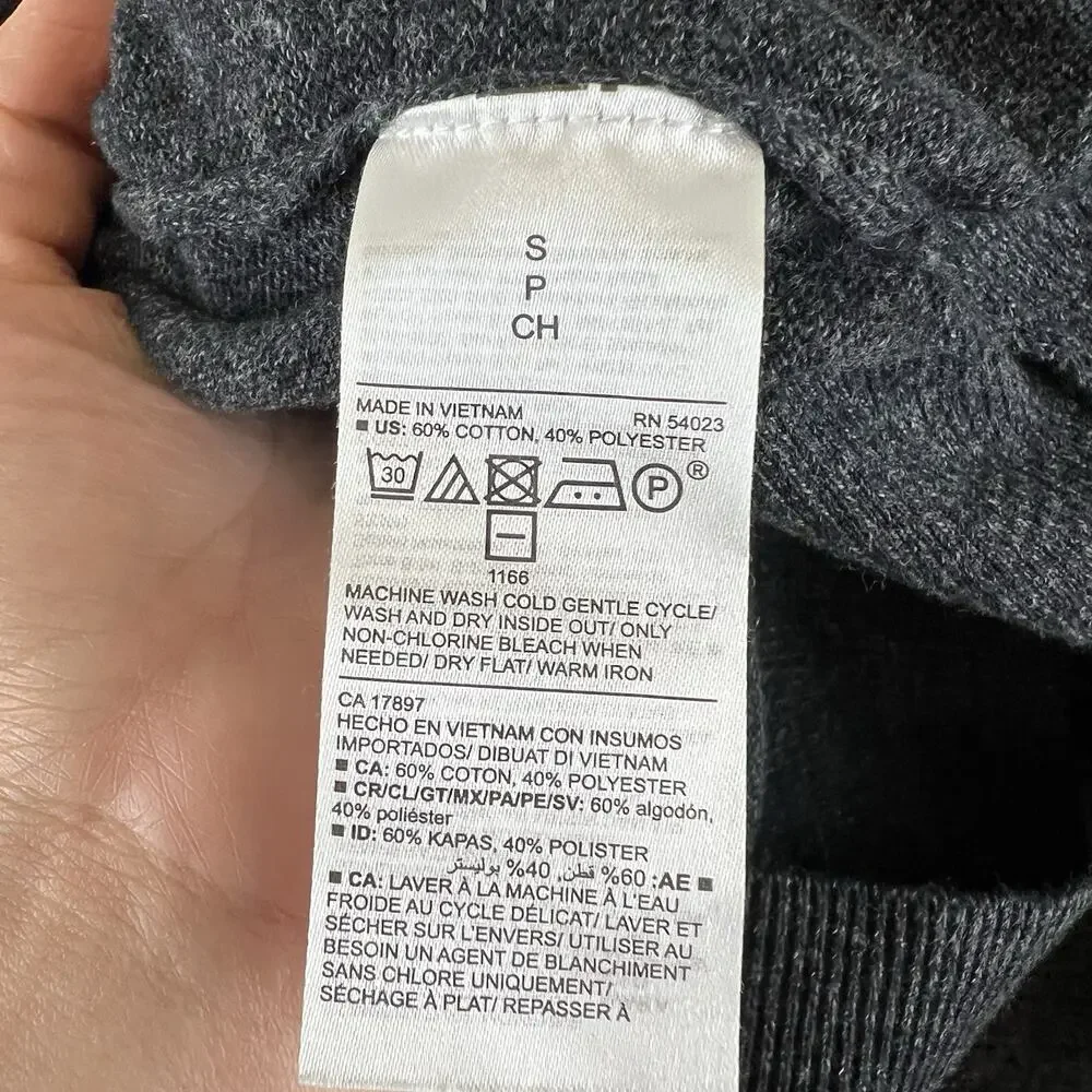 Old Navy Men's Small Charcoal Heather Gray Raglan Crewneck Sweater Knit